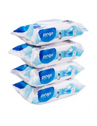 Toallitas biodegradables sin perfume Pingo (Caja de 4x80)