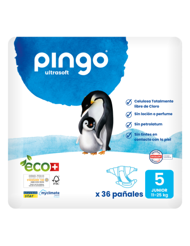 Pañales Ecológicos Pingo Talla 5 Junior (Paquete de 36)