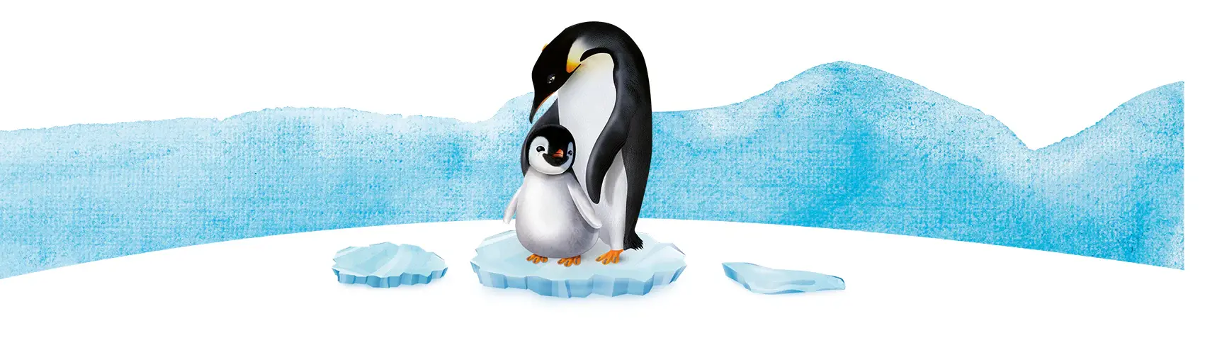 Ilustración del pingüino Pingo, símbolo de los pañales ecológicos Pingo