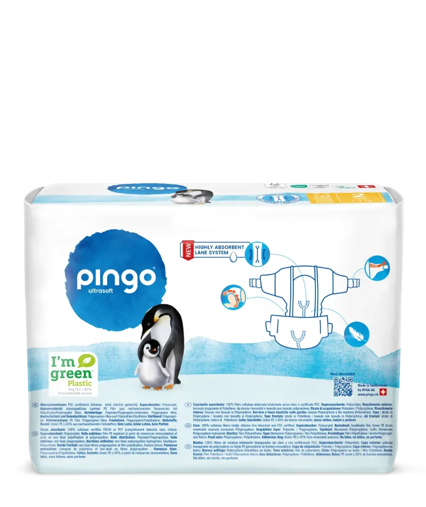 New - Pingo ecological diapers Size 2 (3-6 kg) - box of 4 bags x 42 units