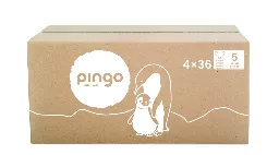 New - Pingo ecological diapers Size 5 (11-16 kg) - box of 4 bags x 36 units