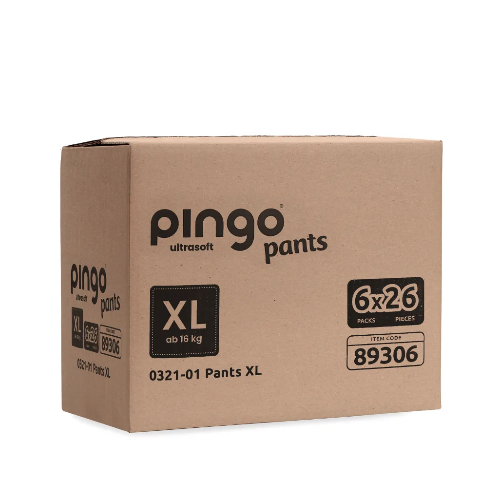 Pingo ecological pants Size 6 (16 kg+) - box of 6 bags x 26 units