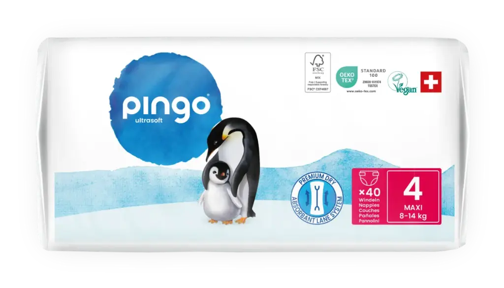 Nuevo - Pingo pañales ecológicos Talla 4 (8-14 kg) - caja de 4 bolsas x 40 uds