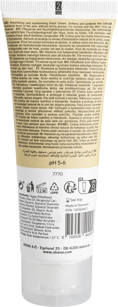 Abena Crema de Manos 21 % Lípidos - con perfume – caja de 12 tubos x 75 ml