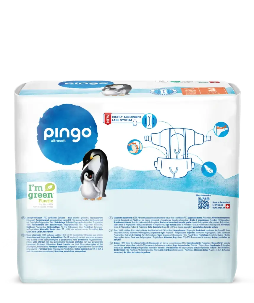 Nuevo - Pingo pañales ecológicos Talla 3 (4-9 kg) - caja de 4 bolsas x 44 uds