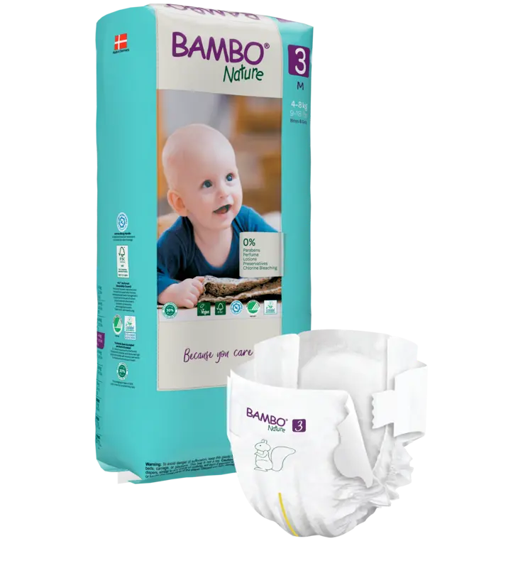 Bambo Nature Pañales Talla 3 (4–8 kg) - Gran Formato - caja de 3 bolsas x 52 uds