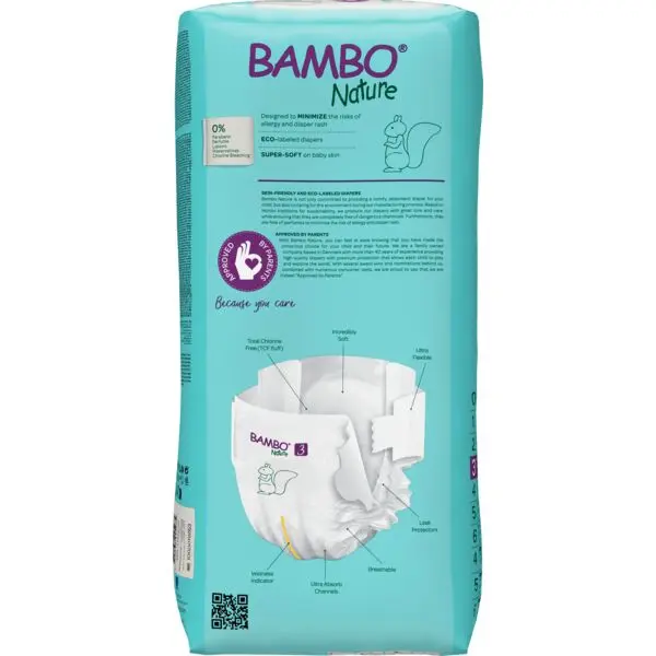 Bambo Nature Pañales Talla 3 (4–8 kg) - Gran Formato - caja de 3 bolsas x 52 uds