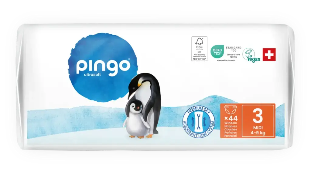 Nuevo - Pingo pañales ecológicos Talla 3 (4-9 kg) - caja de 4 bolsas x 44 uds