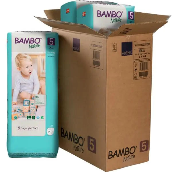 Bambo Nature Pañales Talla 5 (12-18 kg) - Gran Formato - caja de 3 bolsas x 44 uds