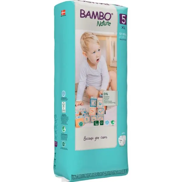 Bambo Nature Pañales Talla 5 (12-18 kg) - Gran Formato - caja de 3 bolsas x 44 uds