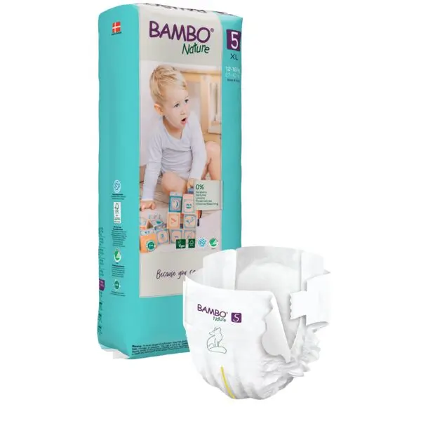 Bambo Nature Pañales Talla 5 (12-18 kg) - Gran Formato - caja de 3 bolsas x 44 uds