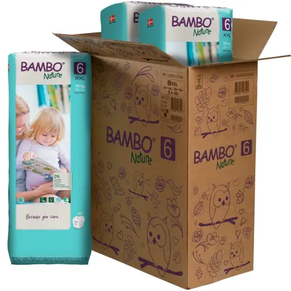 Bambo Nature Pañales Talla 6 (16+ kg) - Gran Formato - caja de 3 bolsas x 40 uds