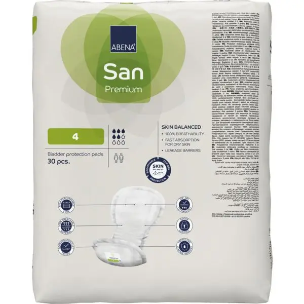 Abena San Talla 4 con Cinta Adhesiva Premium – caja de 9 bolsas x 30 uds