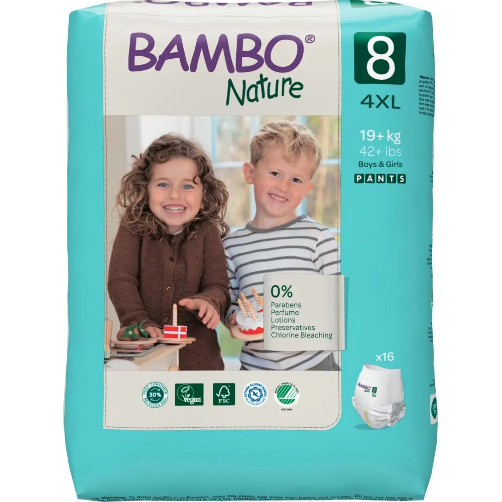 Bambo Nature Pants Talla 8 (19+ kg) - caja de 5 bolsas x 16 uds