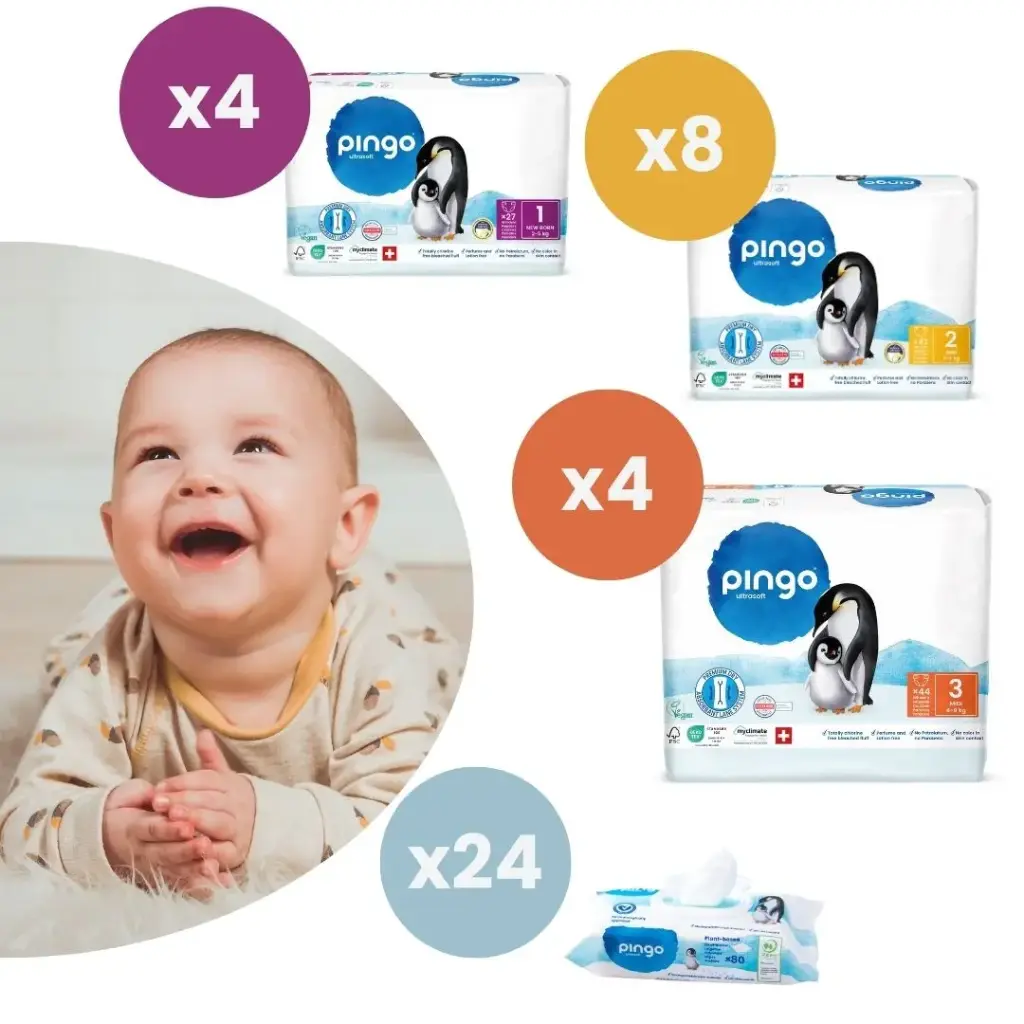 [PingoP03] Pañales y toallitas ecológicos Pingo - Pack primeros tres meses