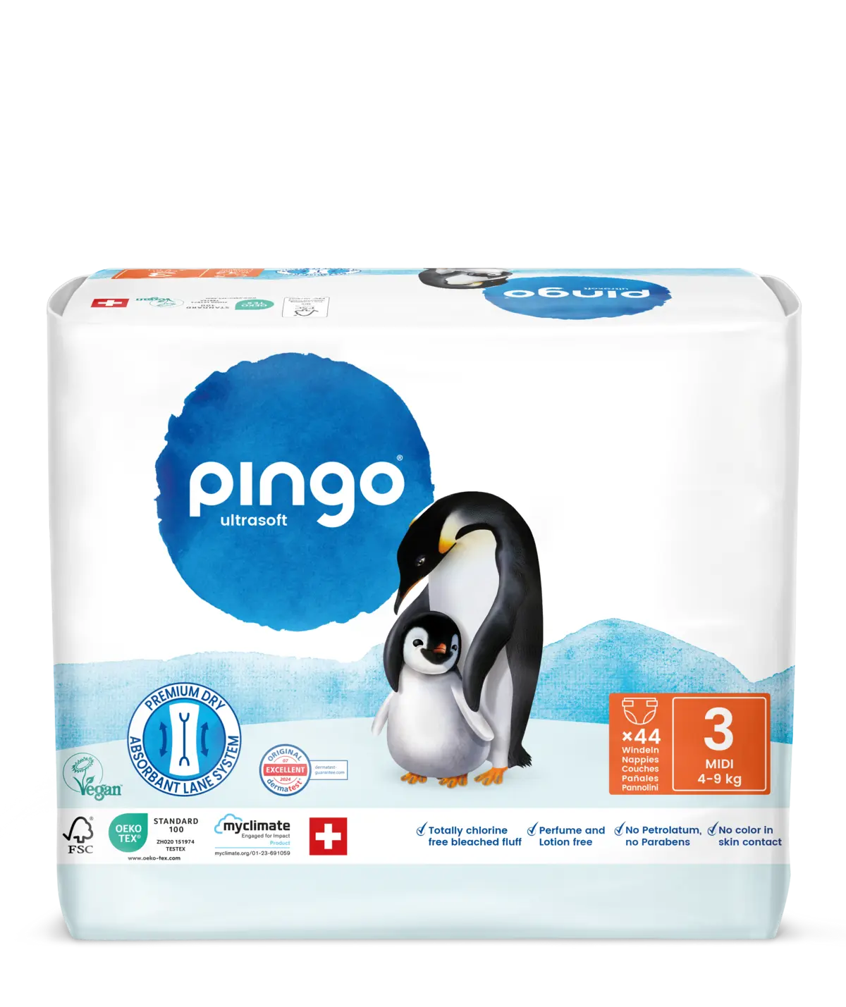 Nuevo - Pingo pañales ecológicos Talla 3 (4-9 kg) - caja de 4 bolsas x 44 uds