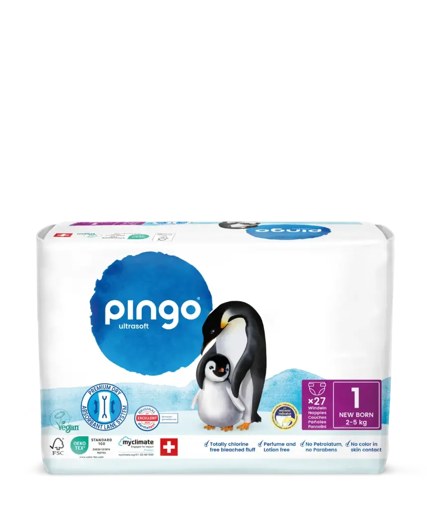 Nuevo - Pingo pañales ecológicos Talla 1 (2-5 Kg) - caja de 4 bolsas x 27 uds