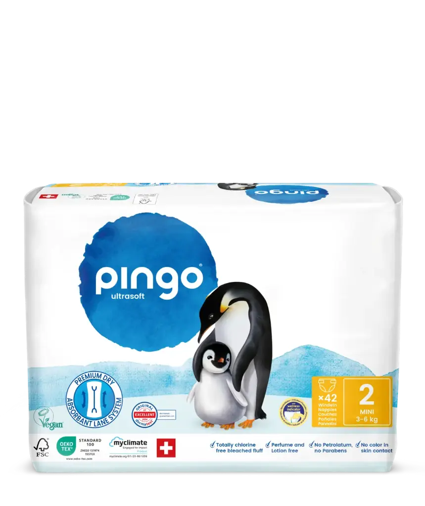 Nuevo - Pingo pañales ecológicos Talla 2 (3-6 kg) - caja de 4 bolsas x 42 uds