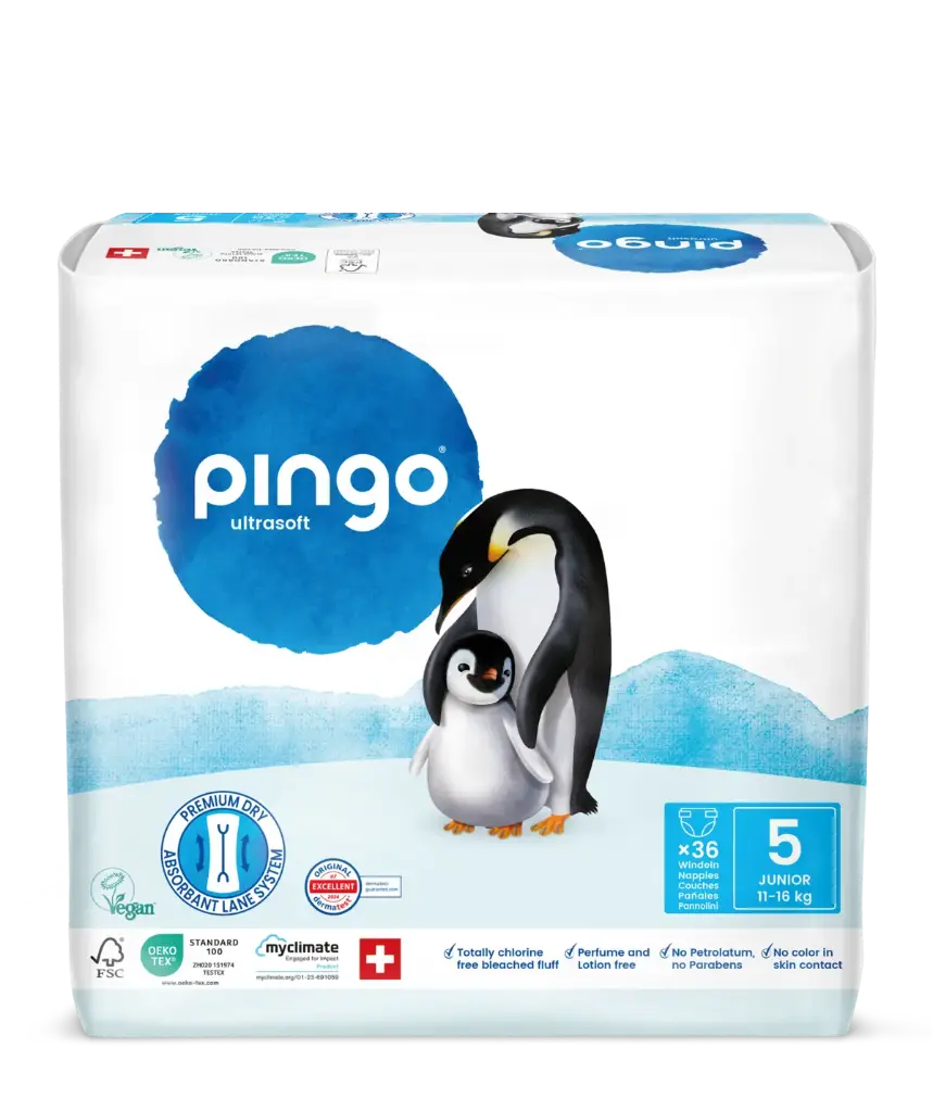 Nuevo - Pingo pañales ecológicos Talla 5 (11-16 kg) - caja de 4 bolsas x 36 uds