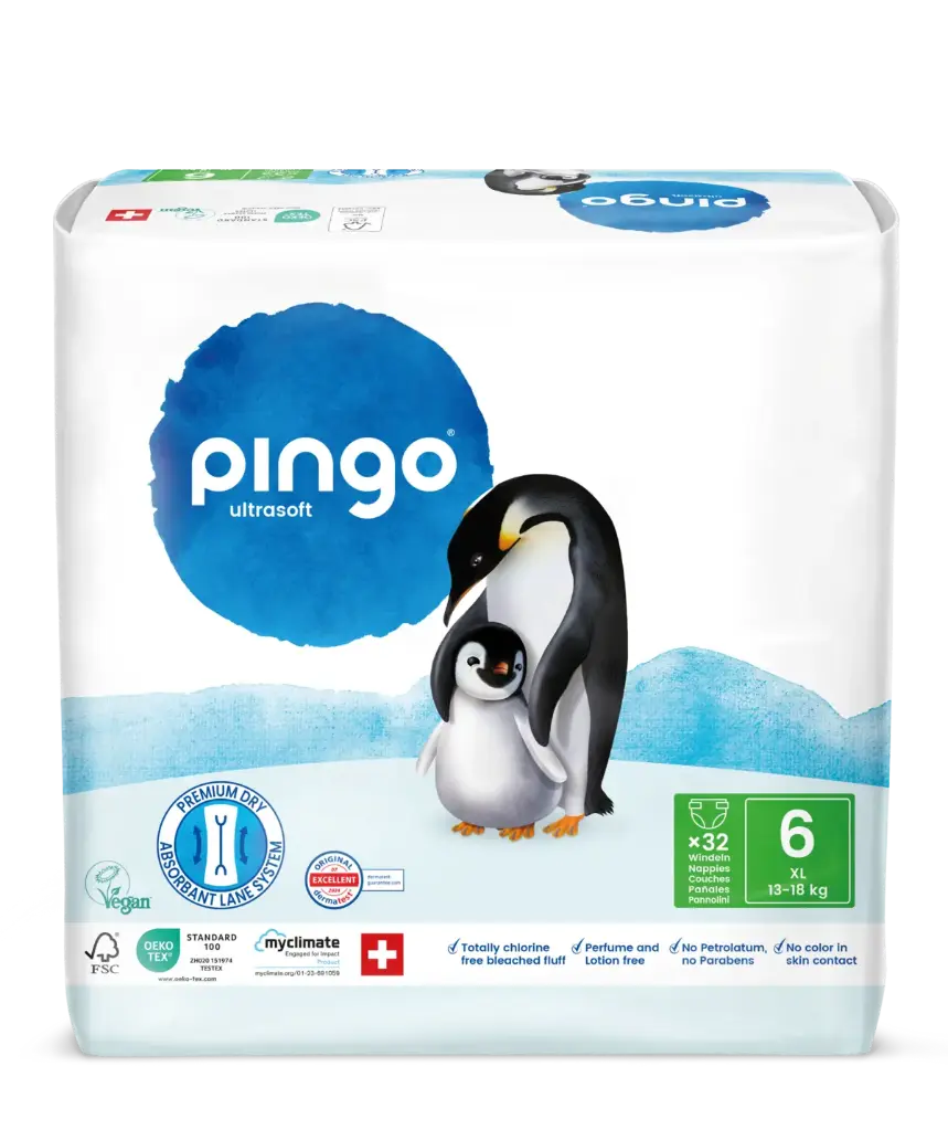 Nuevo - Pingo pañales ecológicos Talla 6 (13-18 kg) - caja de 4 bolsas x 32 uds