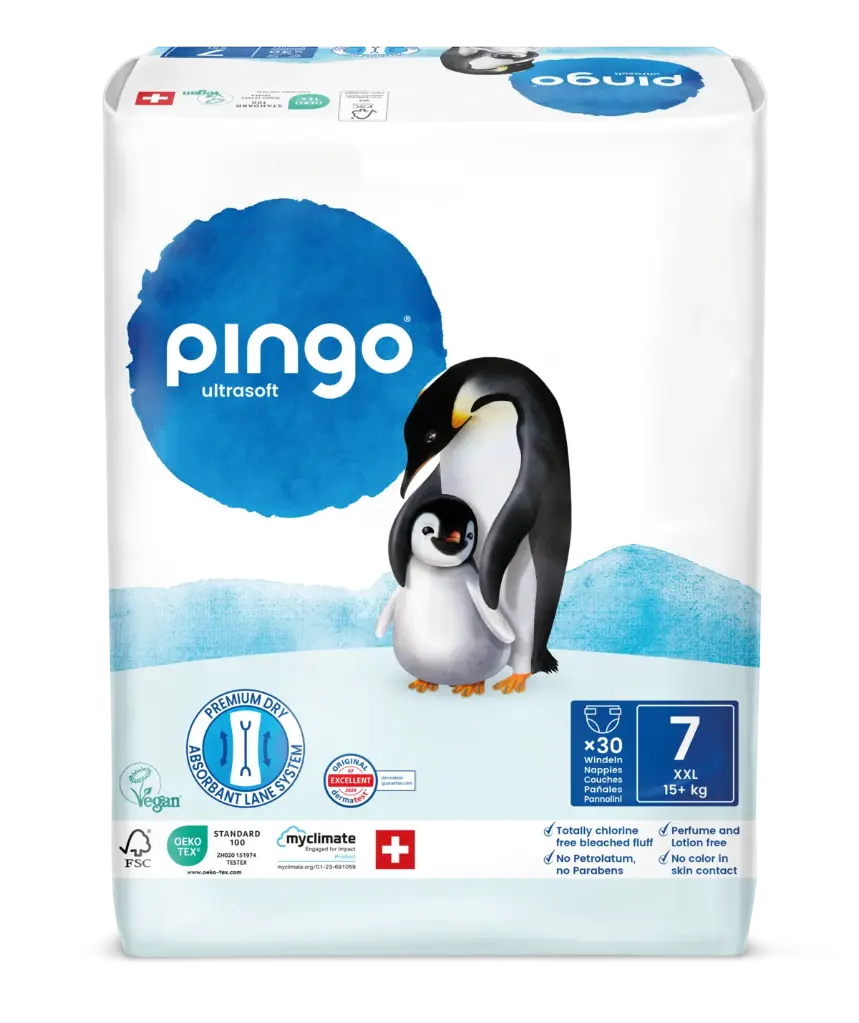Nuevo - Pingo pañales ecológicos Talla 7 (+15 kg) - caja de 4 bolsas x 30 uds