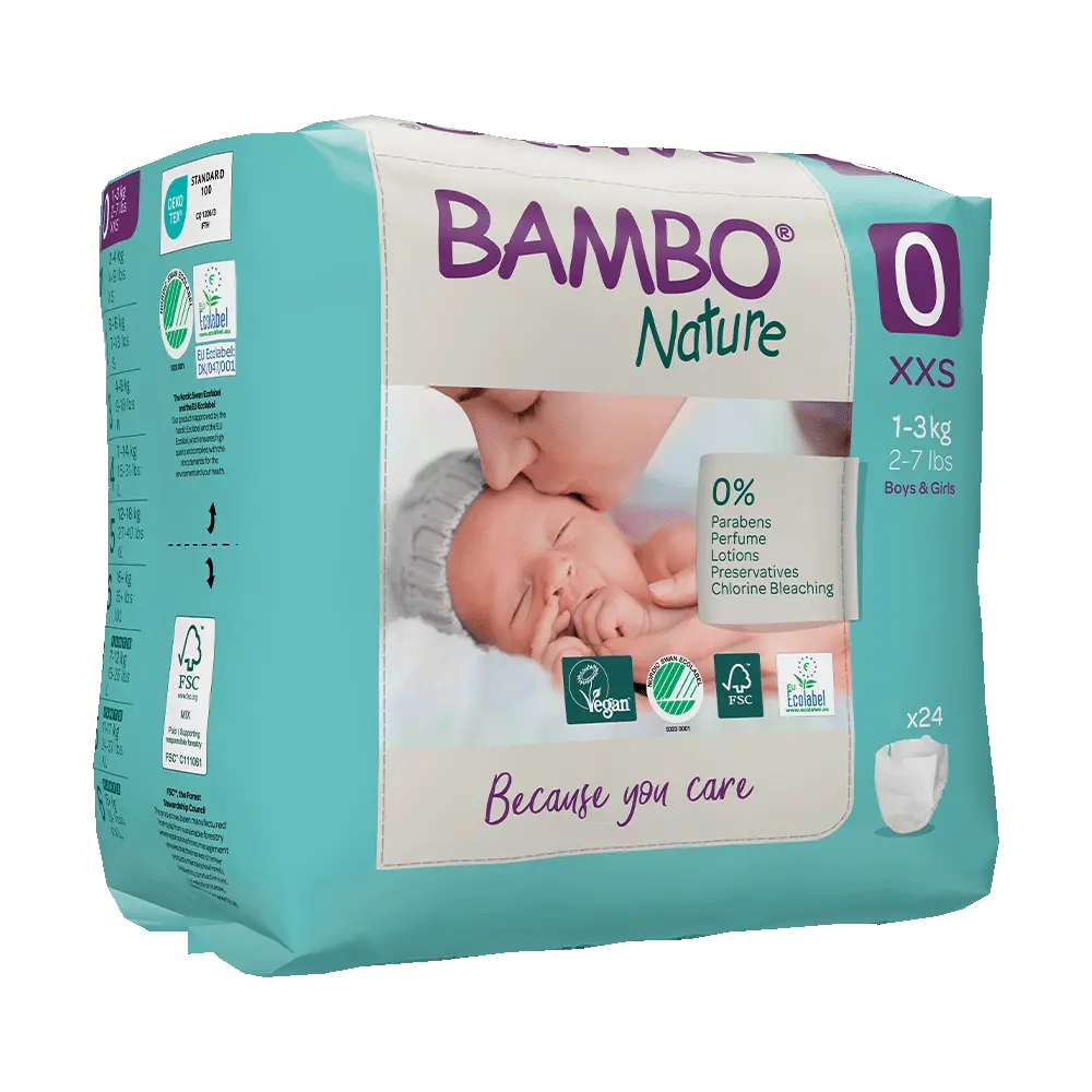 [1000010819] Bambo Nature Pañales Talla 0 (1-3 kg) - caja de 6 bolsas x 24 uds