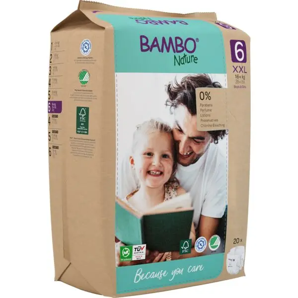 [1000021516] Bambo Nature Pañales Talla 6 (16+ kg) - caja de 6 bolsas x 20 uds