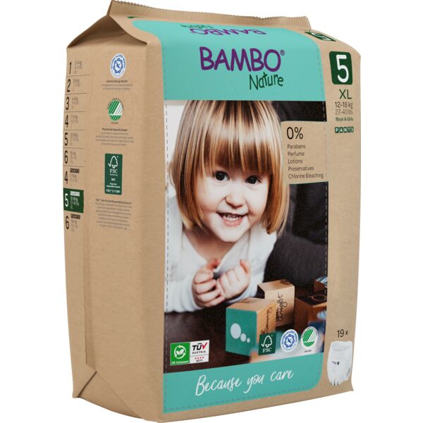 [1000021518] Bambo Nature Pants Talla 5 (12-18 kg) - caja de 5 bolsas x 19 uds