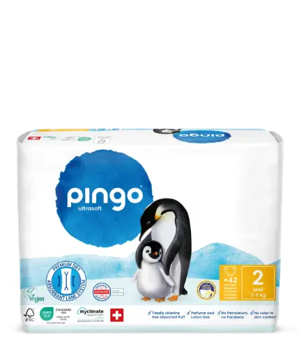 [0499-00] Nuevo - Pingo pañales ecológicos Talla 2 (3-6 kg) - caja de 4 bolsas x 42 uds
