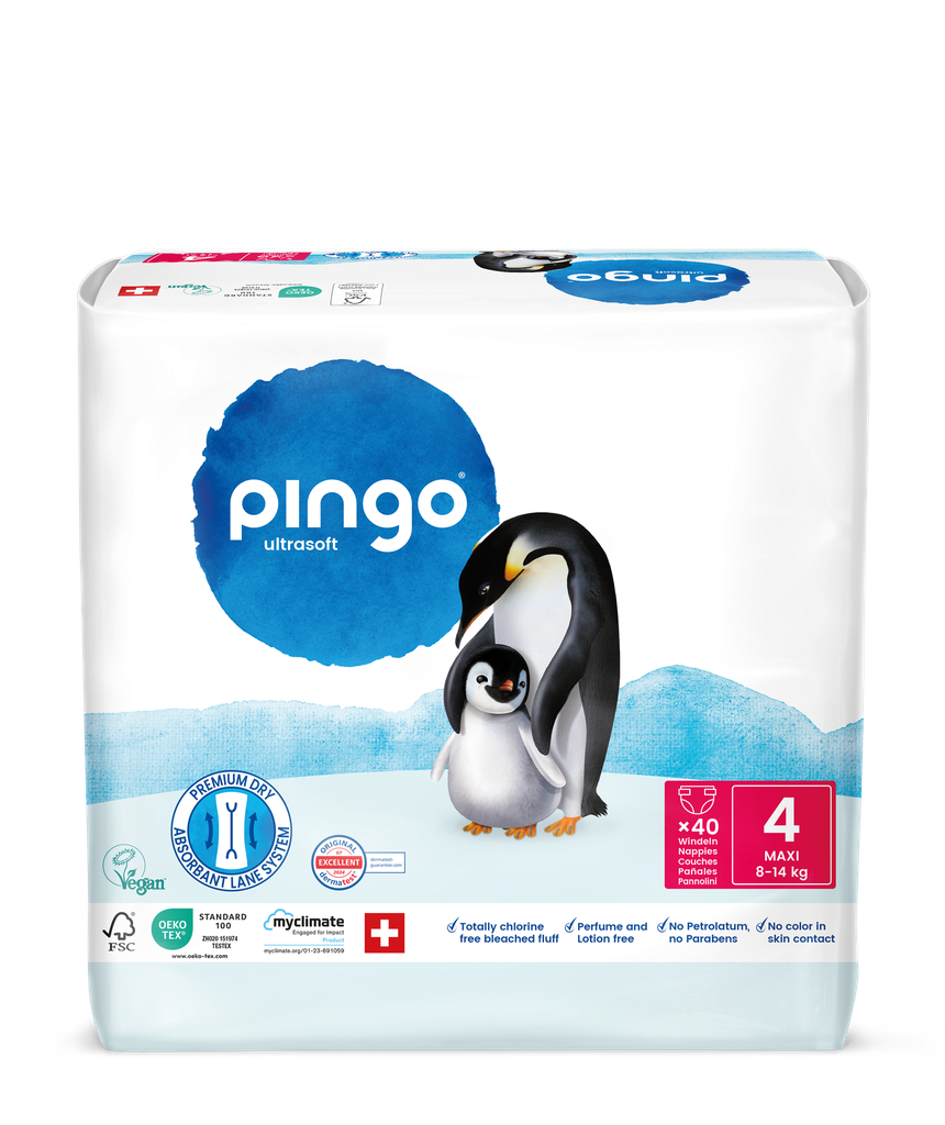 Nuevo - Pingo pañales ecológicos Talla 4 (8-14 kg) - caja de 4 bolsas x 40 uds