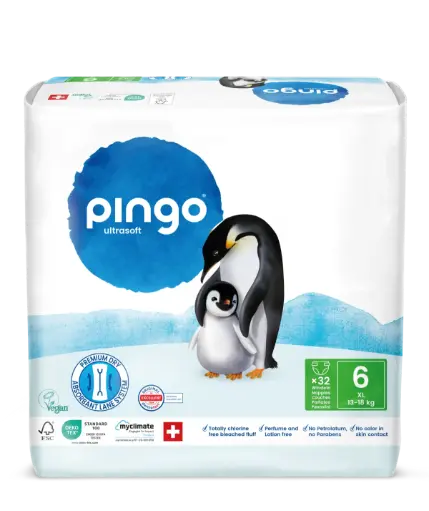 [0536-00] Nuevo - Pingo pañales ecológicos Talla 6 (13-18 kg) - caja de 4 bolsas x 32 uds
