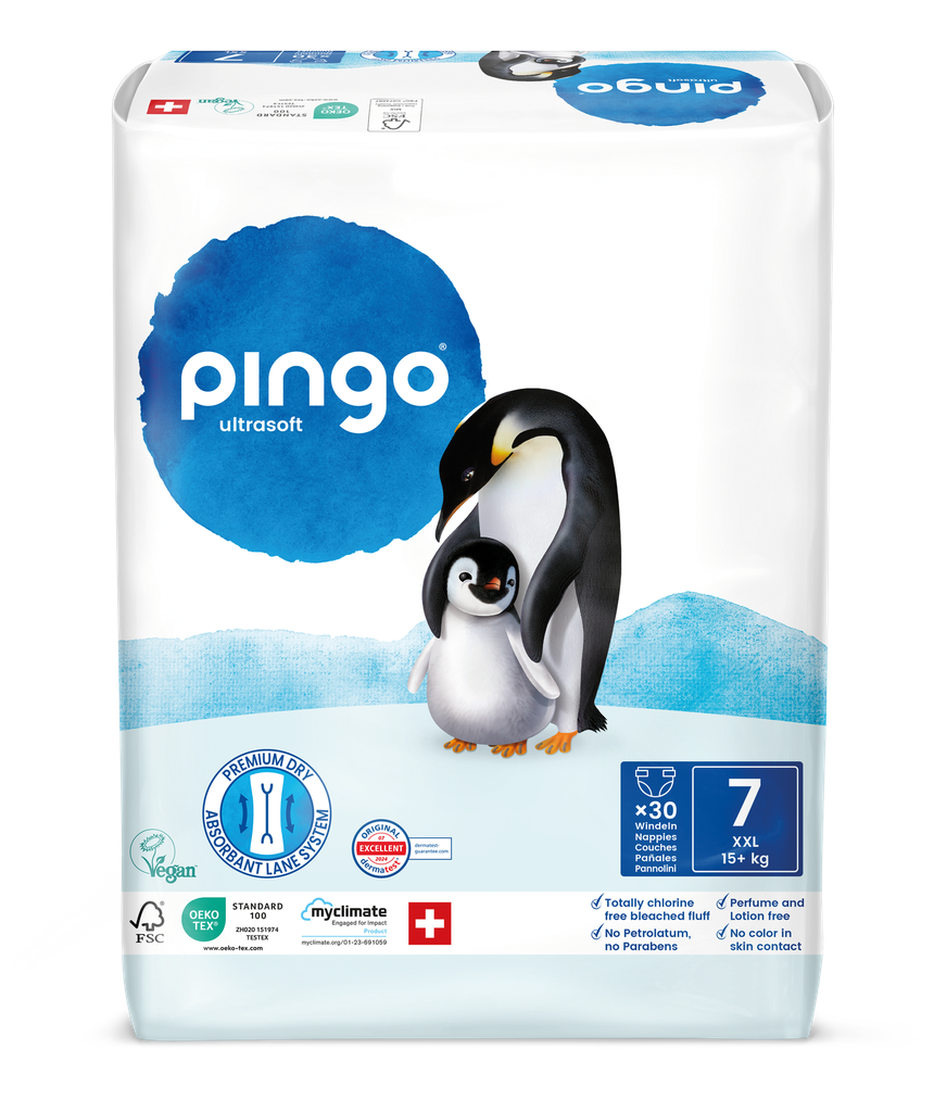 Nuevo - Pingo pañales ecológicos Talla 7 (+15 kg) - caja de 4 bolsas x 30 uds