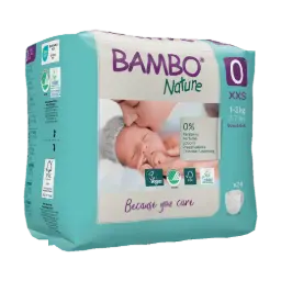 Bambo Nature Pañales Talla 0 (1-3 kg) - caja de 6 bolsas x 24 uds