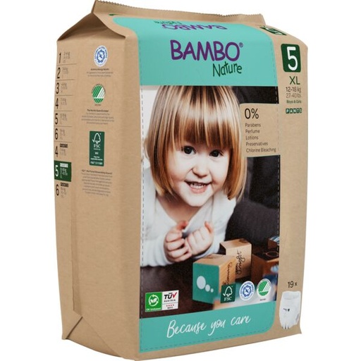 [1000021518] Bambo Nature Pants Talla 5 (12-18 kg) - caja de 5 bolsas x 19 uds