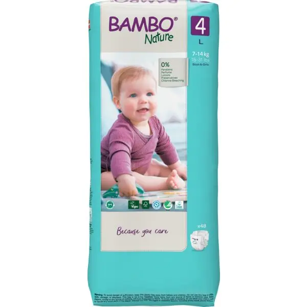 Bambo Nature Pañales Talla 4 (7–14 kg) - Gran Formato - caja de 3 bolsas x 48 uds