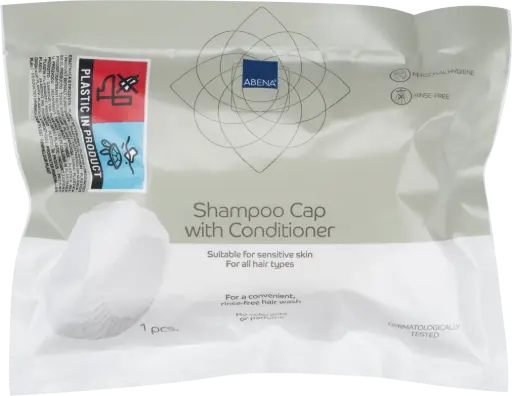 [491917] Abena Gorro con Champú y Acondicionador sin Enjuague – caja de 30 x 1 ud