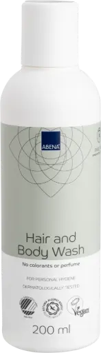 [6993] Abena Gel de Ducha y Champú sin Enjuague – caja de 6 botes x 200 ml