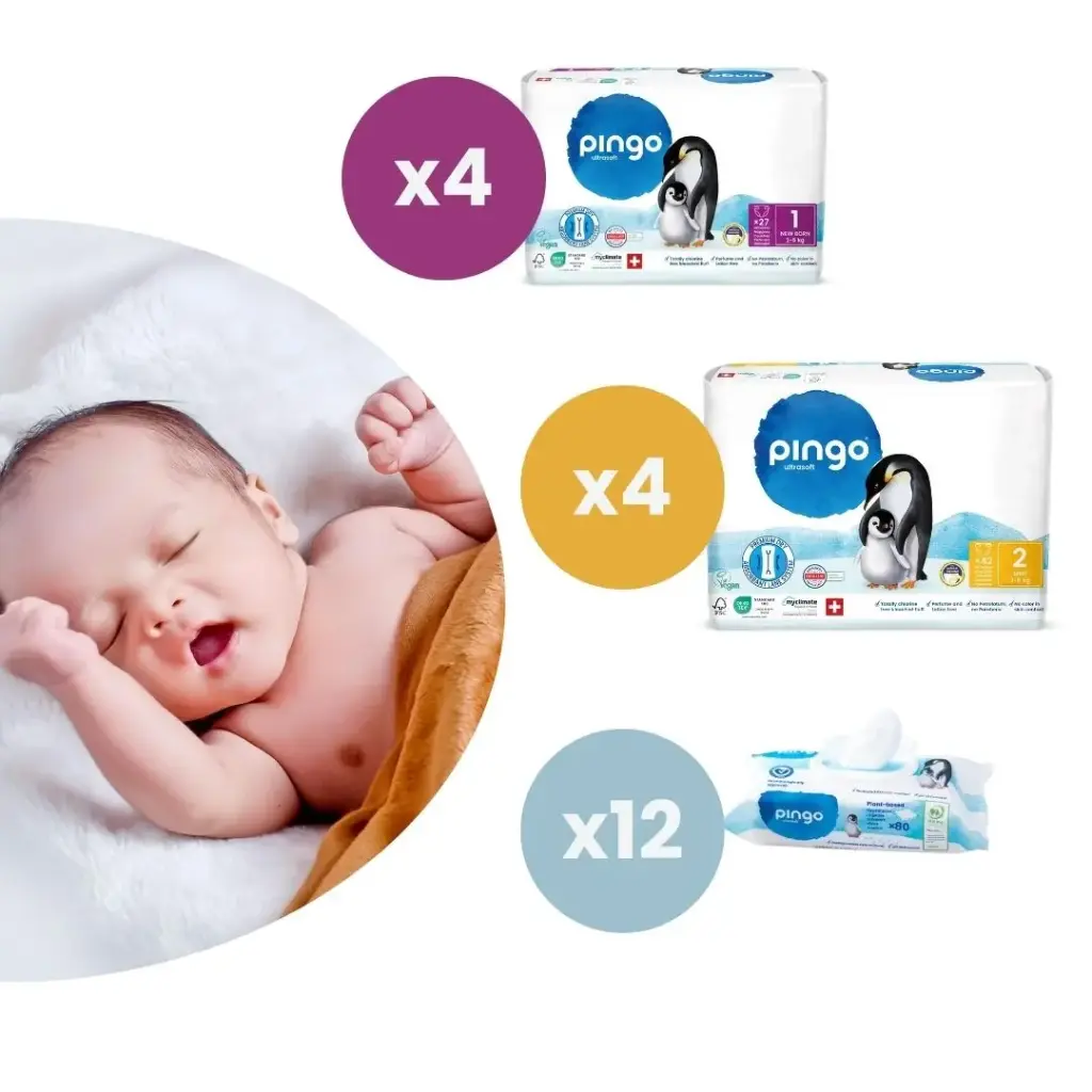 [PingoP01] Pañales y toallitas ecológicos Pingo - Pack primer mes