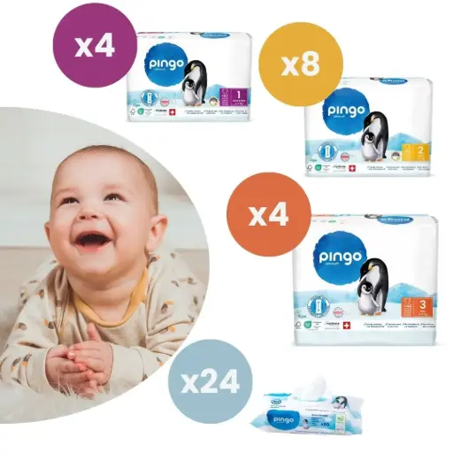 [PingoP03] Pañales y toallitas ecológicos Pingo - Pack primeros tres meses